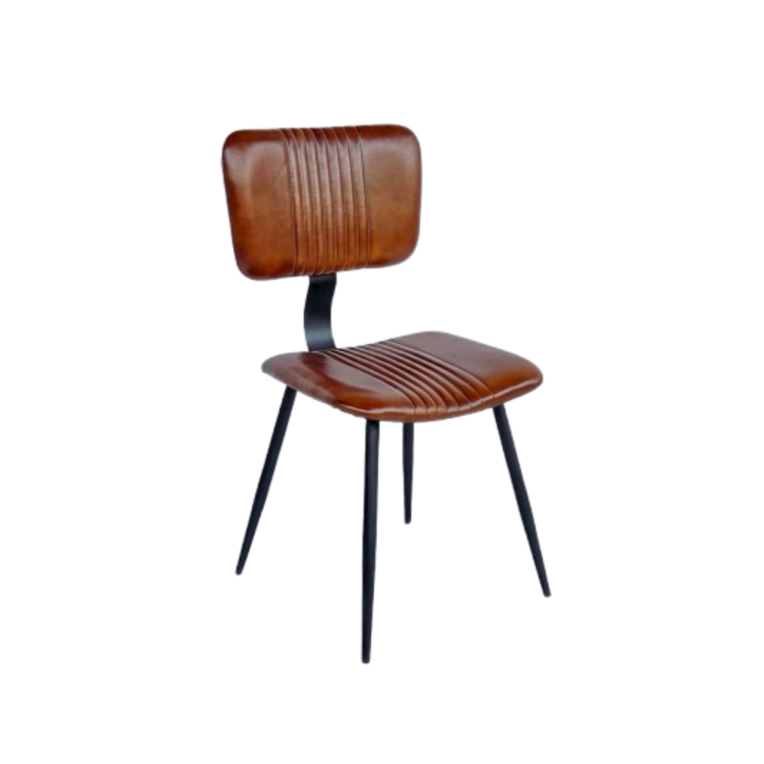 SILLA AGATA PIEL MARRON MOBILAIRIO IDEAL