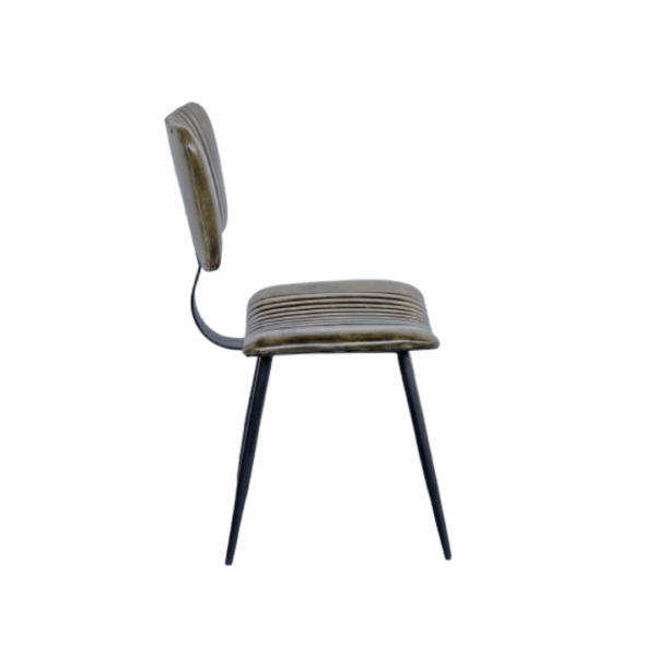 SILLA AGATA PIEL VERDE PERFIL MOBILAIRIO IDEAL