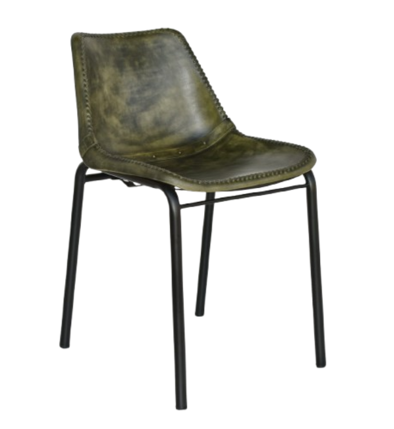SILLA GRANADA PIEL VERDE MOBILIARIO IDEAL