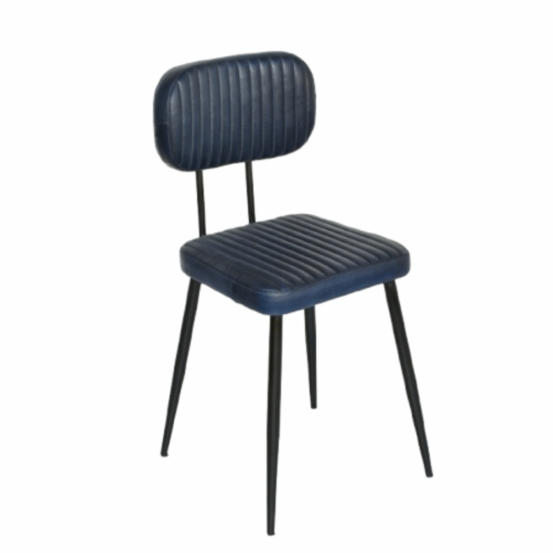 SILLA LUISA PIEL AZUL MOBILIARIO IDEAL