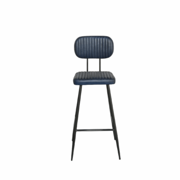 TABURETE LUISA PIEL AZUL PERFIL MOBILIARIO IDEAL