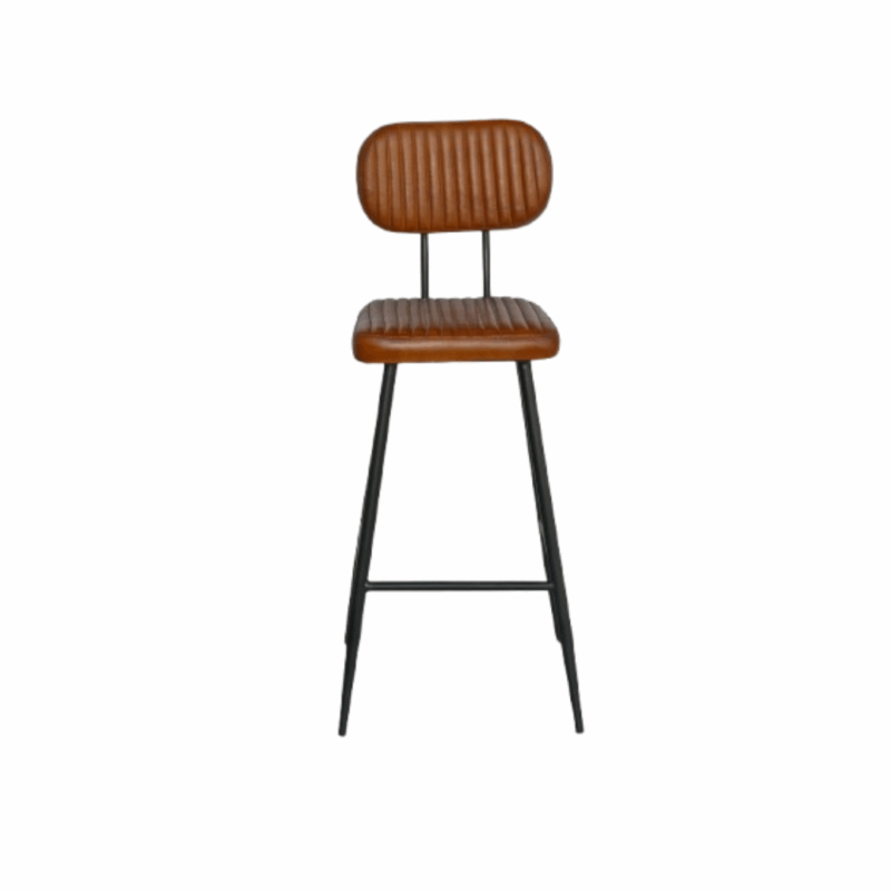 TABURETE LUISA PIEL MARRON PERFIL MOBILIARIO IDEAL